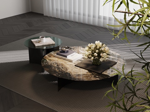 现代意式茶几 极简茶几su模型