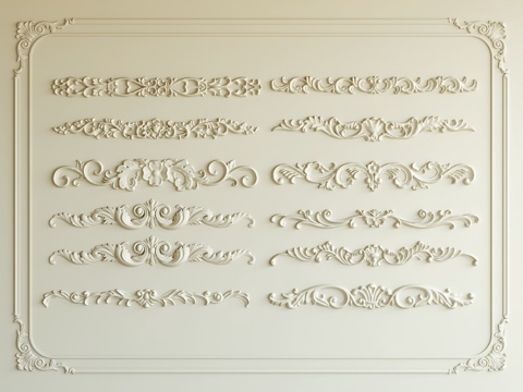  法式雕花3d模型 