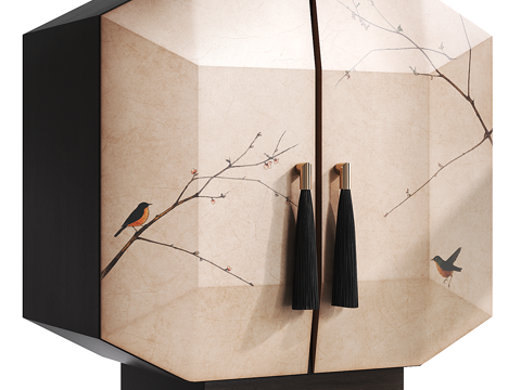  新中式床头柜3d模型 