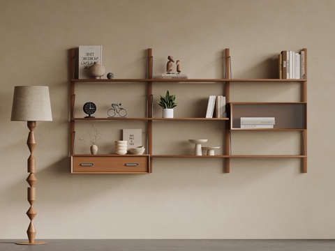 中古风书架 书柜 落地灯su模型