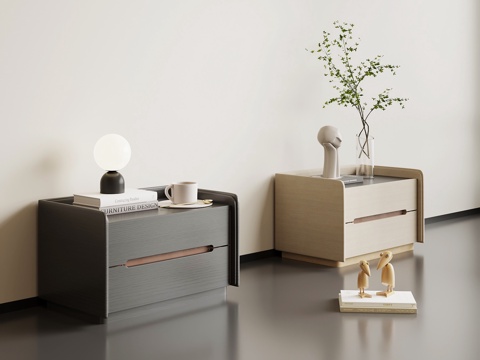  现代意式床头柜3d模型 