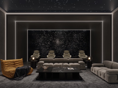  现代影音室3d模型 