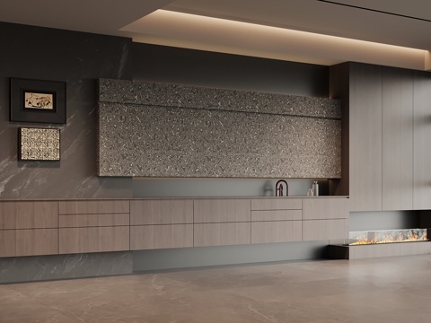 现代意式背景墙 意式极简背景墙su模型su模型