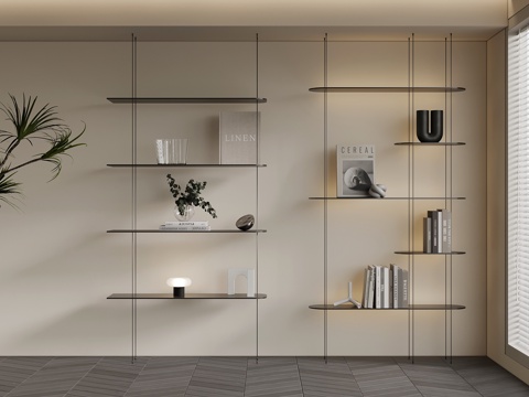  现代书架 置物架su模型 