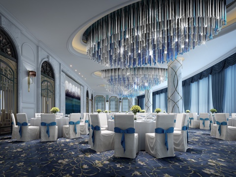  欧式酒店宴会厅3d模型 