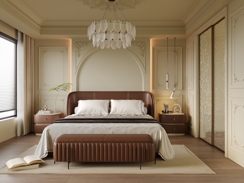  现代卧室 双人床 床头柜3d模型 