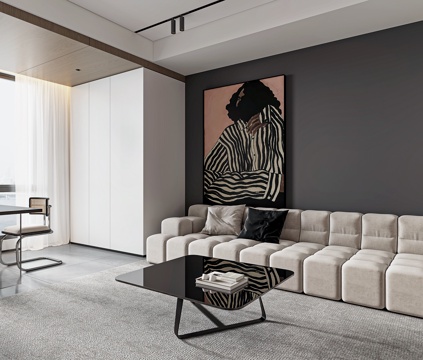  现代客餐厅3d模型 