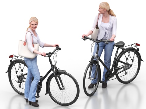  女人 美女 骑自行车的人 推车的人 骑车的人 金发美女 金发3d模型 