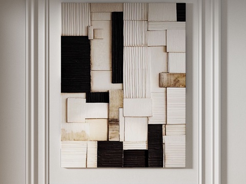  现代，简约，肌理，抽象，轻奢，侘寂，立体，装饰画3d模型 