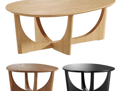  现代意式实木异形茶几3d模型 