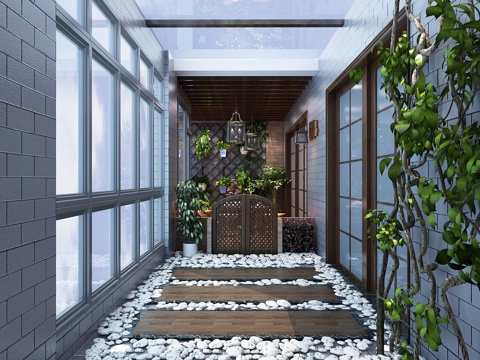  现代家居阳台3d模型 