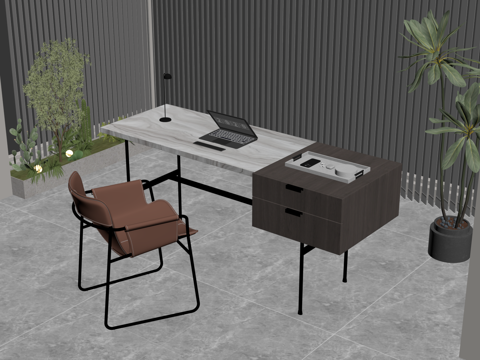  现代书桌椅su模型 