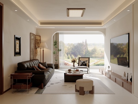  中古风客厅3d模型 