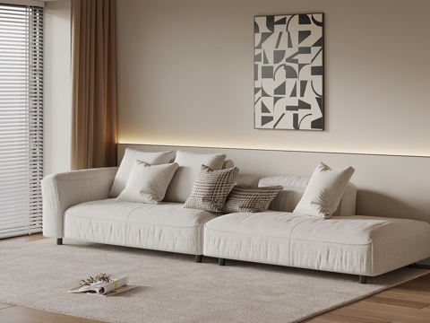 现代多人沙发 布艺休闲沙发su模型