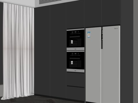 现代意式冰箱柜 橱柜su模型