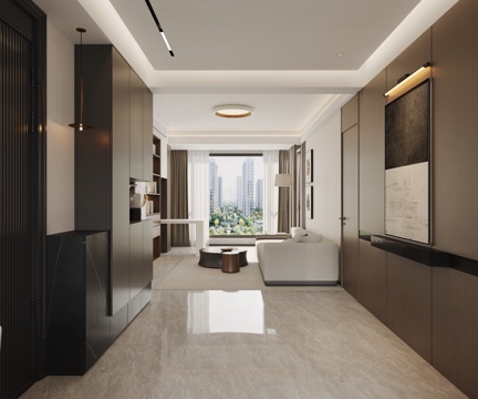  意式简约客餐厅3d模型 