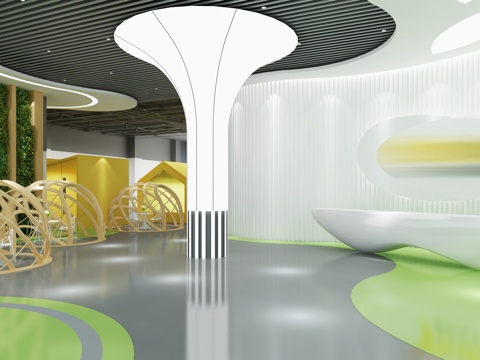  现代酒店大堂 笼子卡座3d模型 