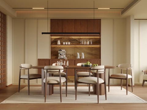 现代餐厅 餐桌椅 餐椅su模型