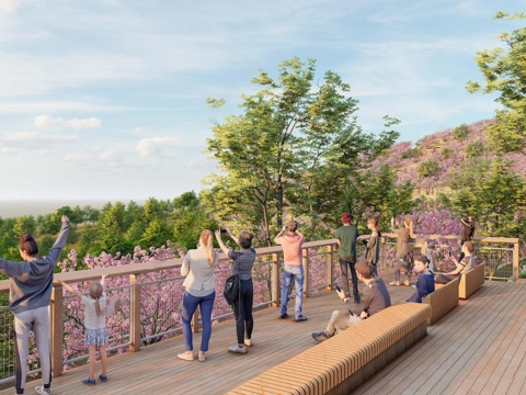  现代观景平台  山地栈道景观su模型 