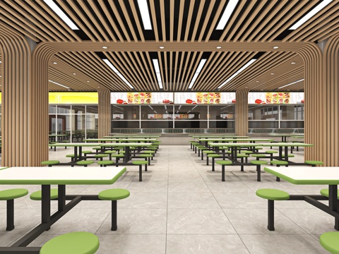  现代大学食堂3d模型 