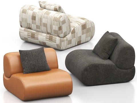  单人沙发 布艺沙发 休闲沙发 沙发椅 扶手椅 扶手沙发 皮革3d模型 