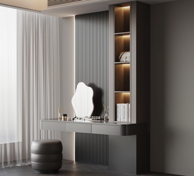  现代梳妆台 化妆品_高星su模型 