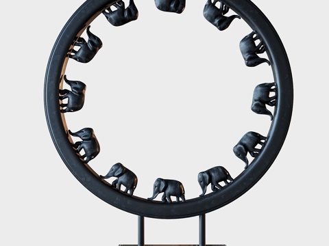  新中式象群工艺摆件3d模型 