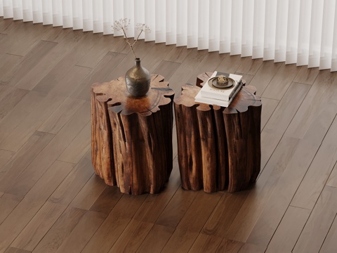  现代边几 实木边几su模型 