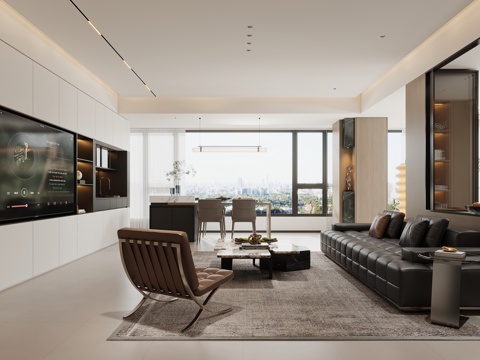  现代意式客餐厅3d模型 