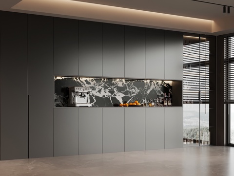 现代意式酒柜 餐边柜 橱柜su模型