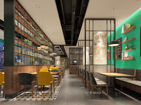  工业风牛排西餐厅3d模型 