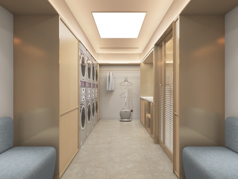  酒店洗衣房洗涤区清洁汉庭3d模型 