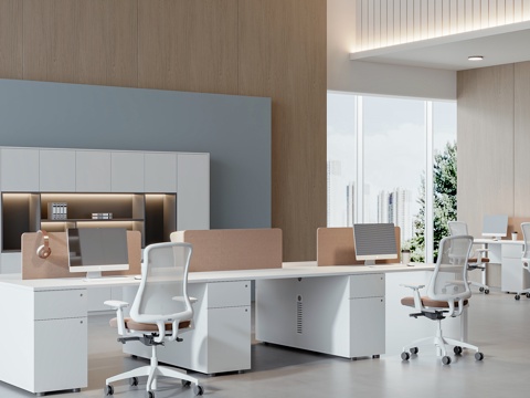  现代开放办公区3d模型 