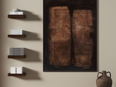  中古，复古，抽象，轻奢，侘寂，肌理，装饰画3d模型 