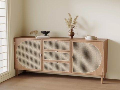  中古风餐边柜 玄关柜  边柜su模型 