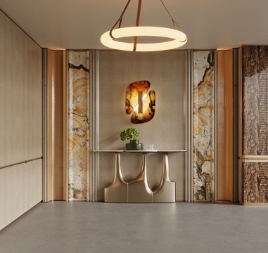  现代玄关 端景墙 边柜 玄关柜 条案su模型 