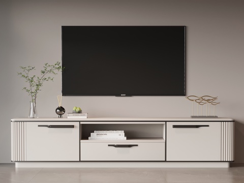  现代意式电视柜 边柜su模型 