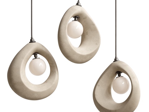  现代侘寂陶制装饰小吊灯3d模型 