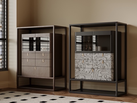  现代酒柜 边柜 装饰柜3d模型 