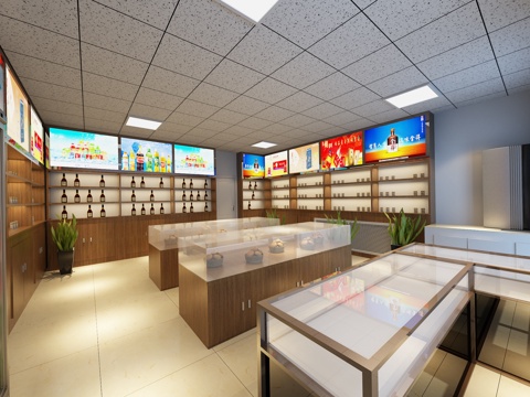  现代社区超市3d模型 