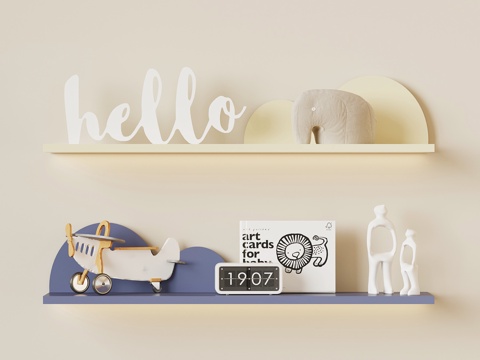 现代置物架 儿童置物架su模型