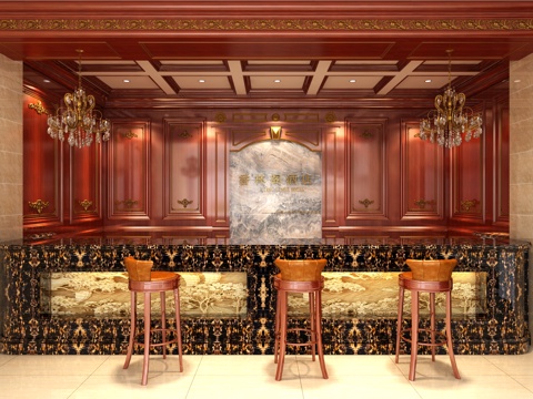  欧式古典酒店前厅3d模型 