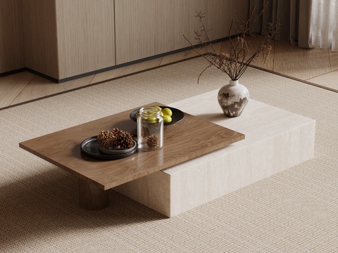  中古风茶几 组合茶几su模型 