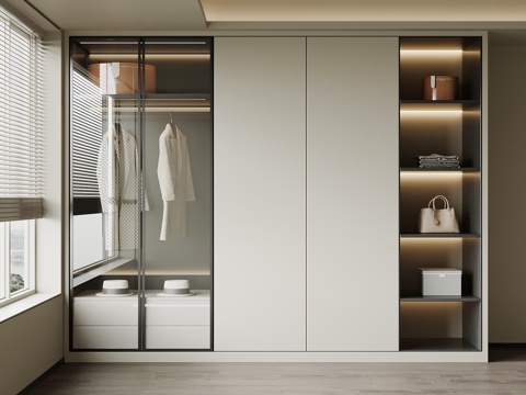  现代衣柜 成品衣柜su模型 