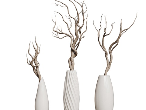  新中式侘寂花瓶花艺3d模型 