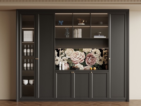 法式复古餐边柜 酒柜su模型