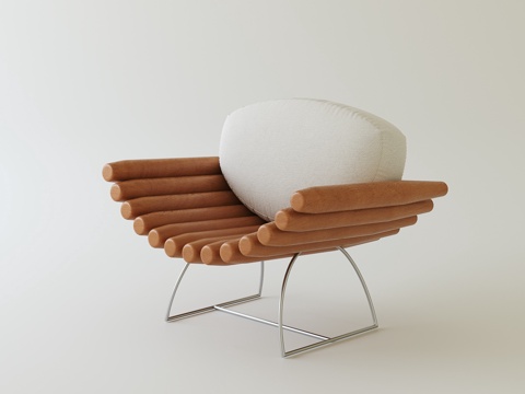 侘寂中古休闲椅su模型