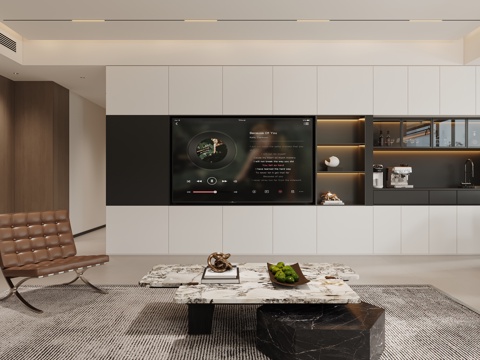  现代意式客餐厅3d模型 