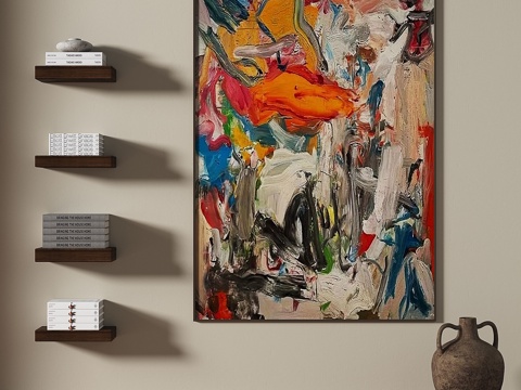  中古，复古，抽象，轻奢，侘寂，肌理，装饰画3d模型 