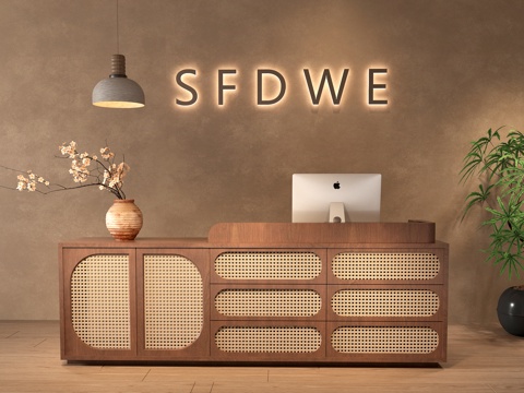  前台收银台 酒店前台 服装店收银台 中古风前台 美容院前台3d模型 